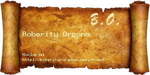 Boberity Orgona névjegykártya